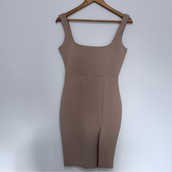Missguided Dresses & Skirts - Nude Square Neck Side Split Mini Dress